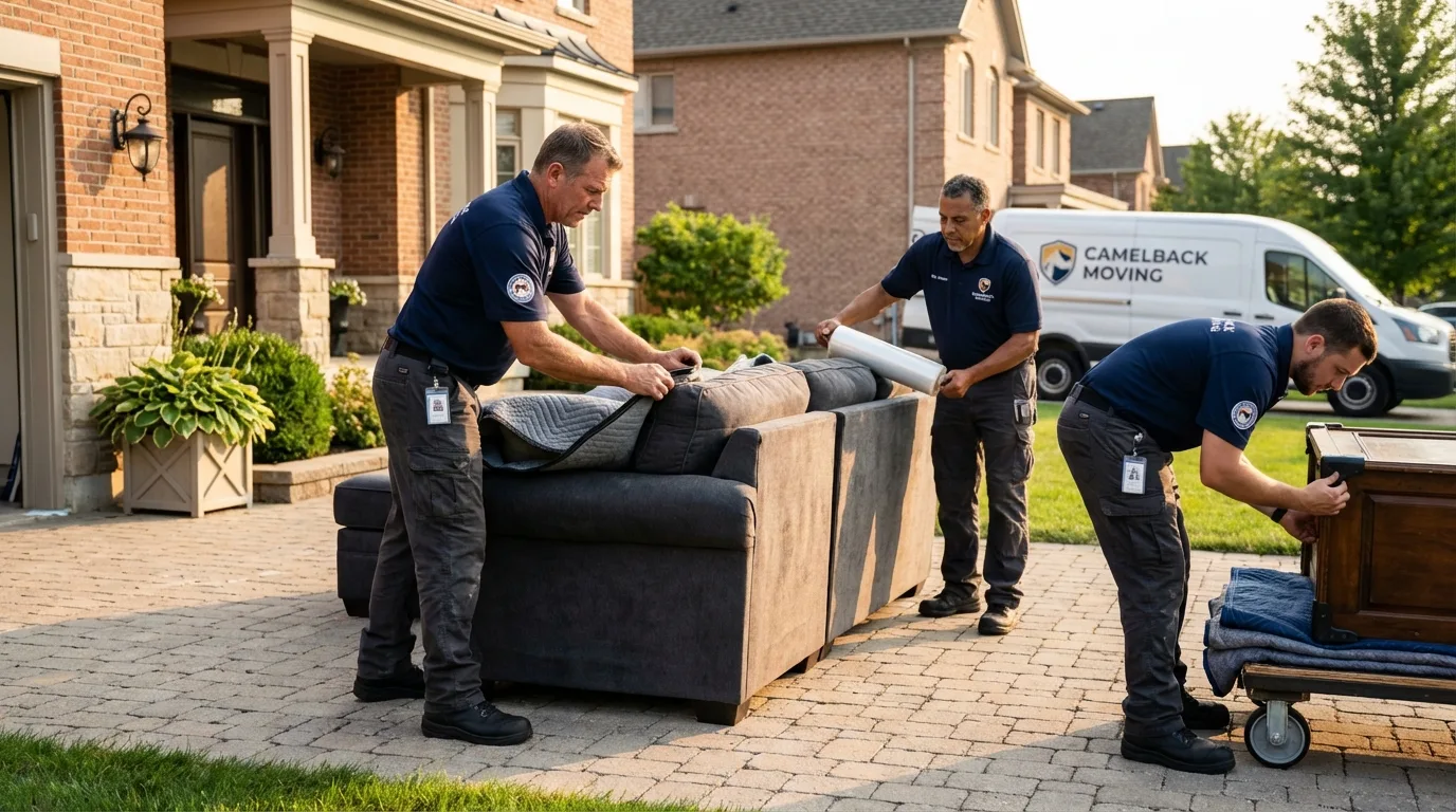 Large estate moving crew wrapping furniture in Oxford, AL